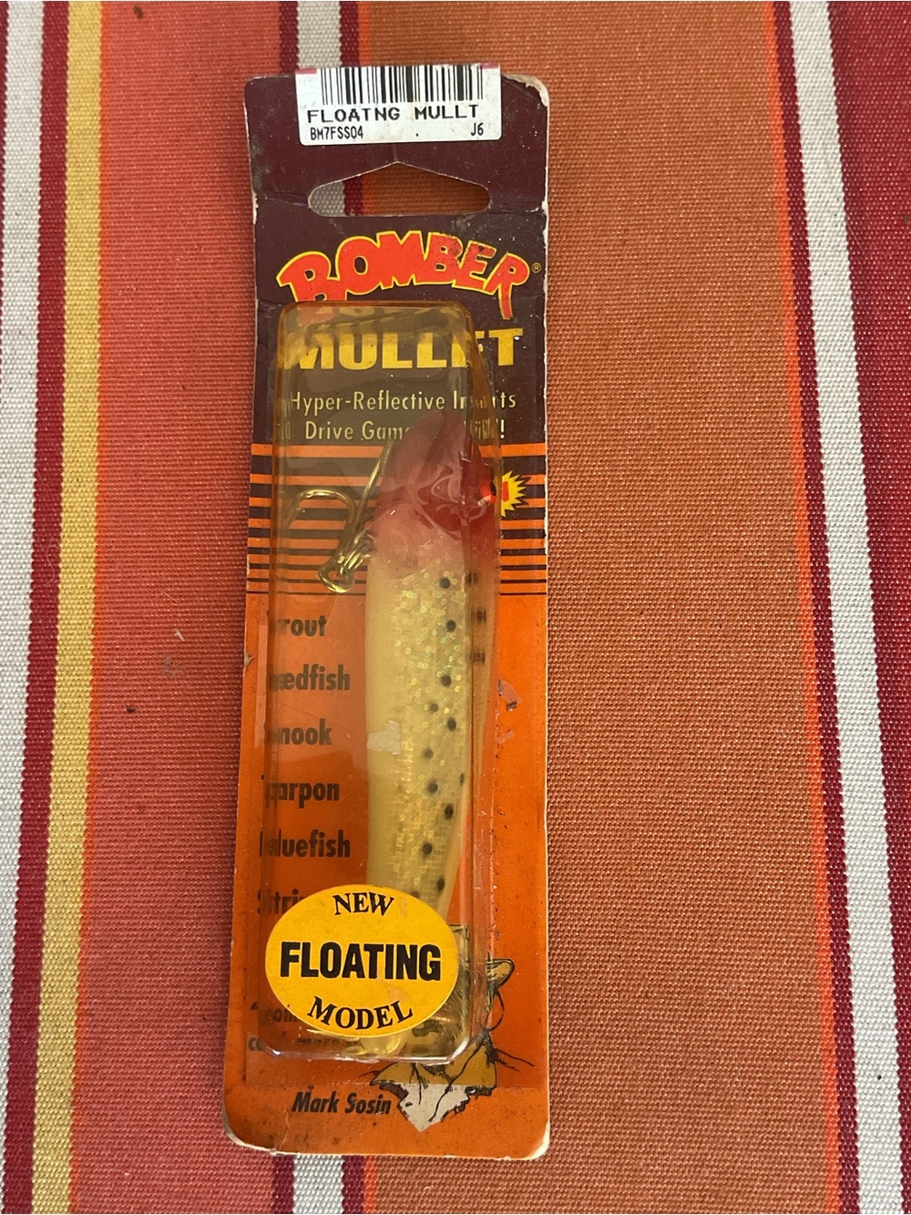 Vintage Bomber Mullet top water fishing lure, Denny Bauer Pro Autograph Series